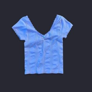 Light Pink Ribbed Knit V-Neck Top